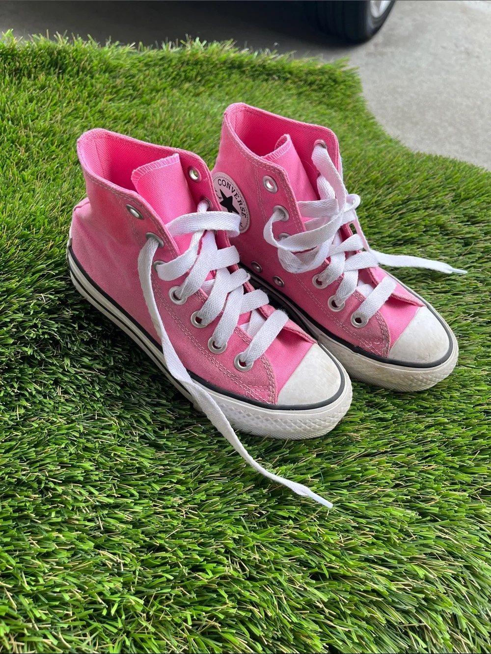 Converse Kids Pink Canvas High-Top Sneakers with White Laces